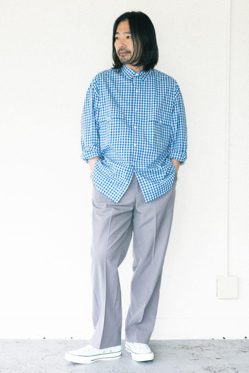 PorterClassic ROLLUP GINGHAM CHECK SHIRT