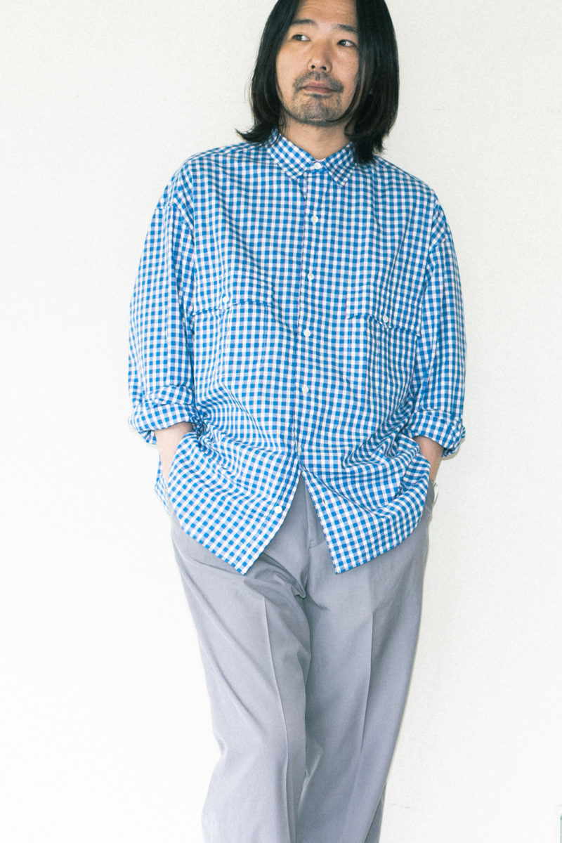 SALE人気セールROLL UP GINGHAM CHECK SHIRT BLACK トップス